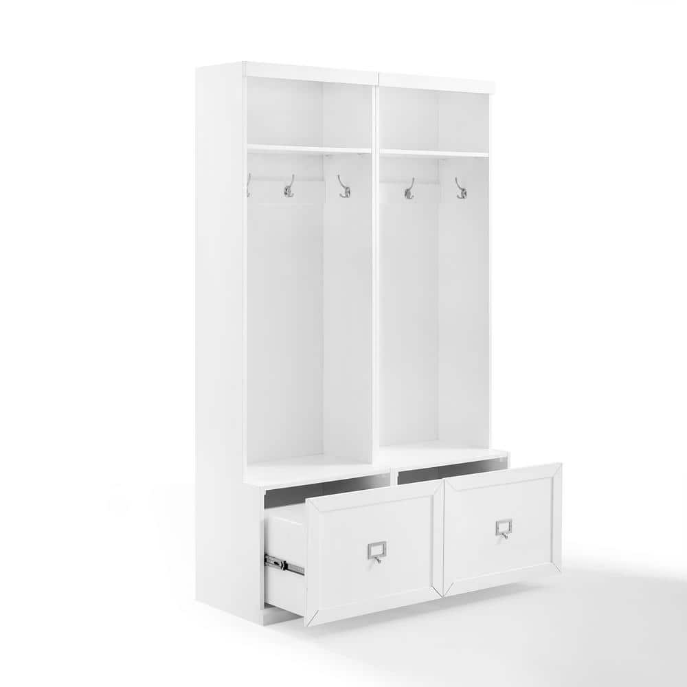 White Polished Nickel 2-Piece Hall Tree with Storage