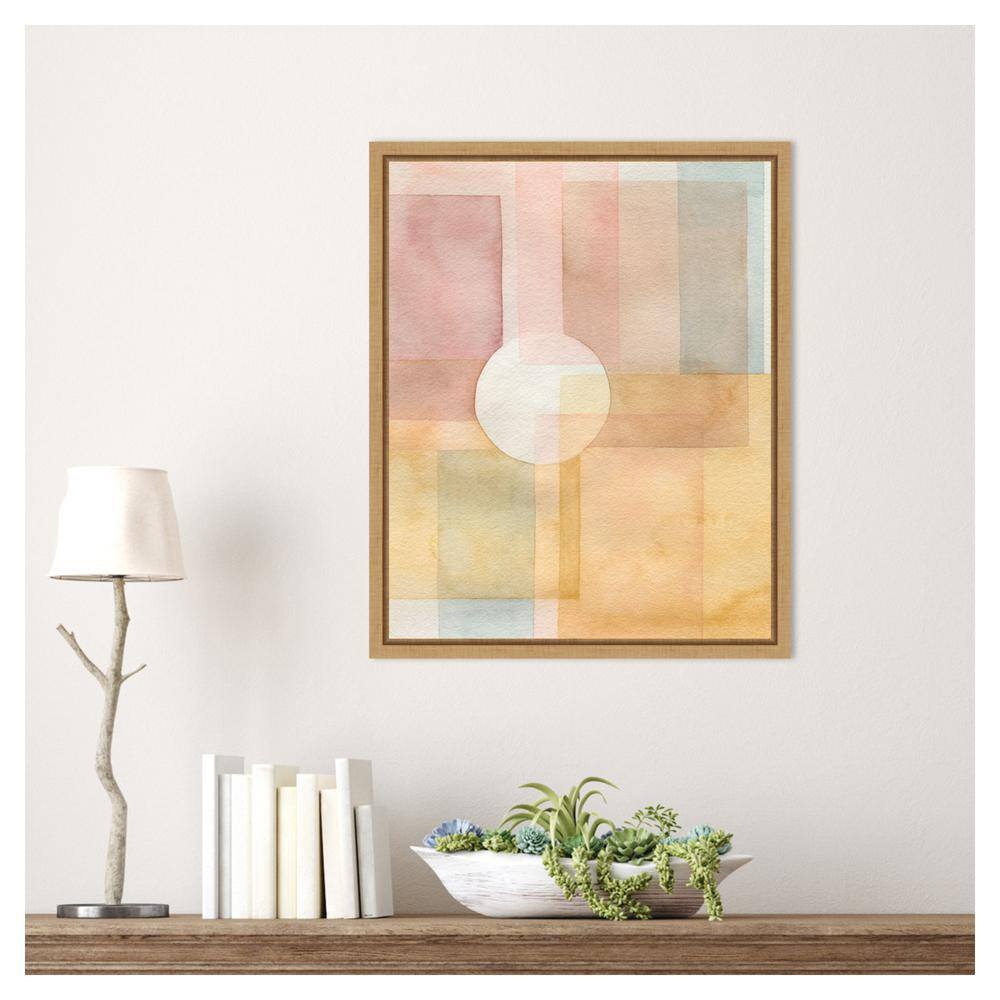 Glow And Peep I Abstract Pastel Canvas Wall Art with Maple Frame