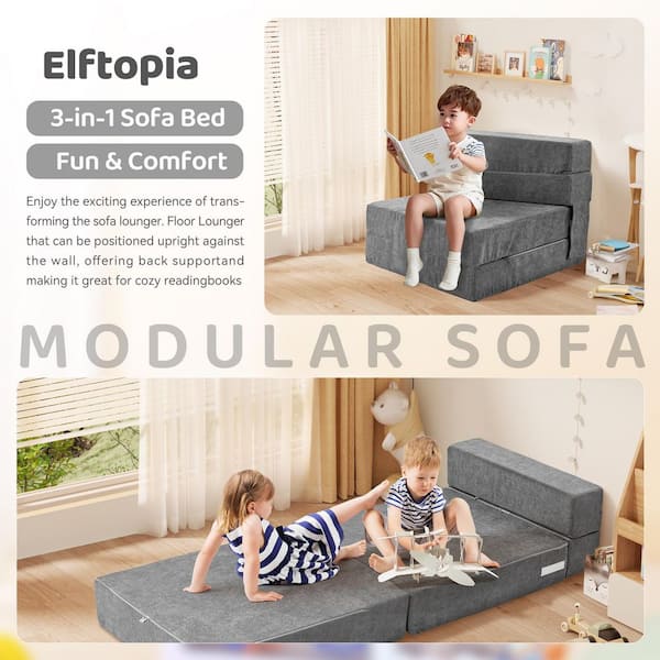 BOZTIY Folding Sofa Bed Floor Mattress For Kids, 3In1 Folding