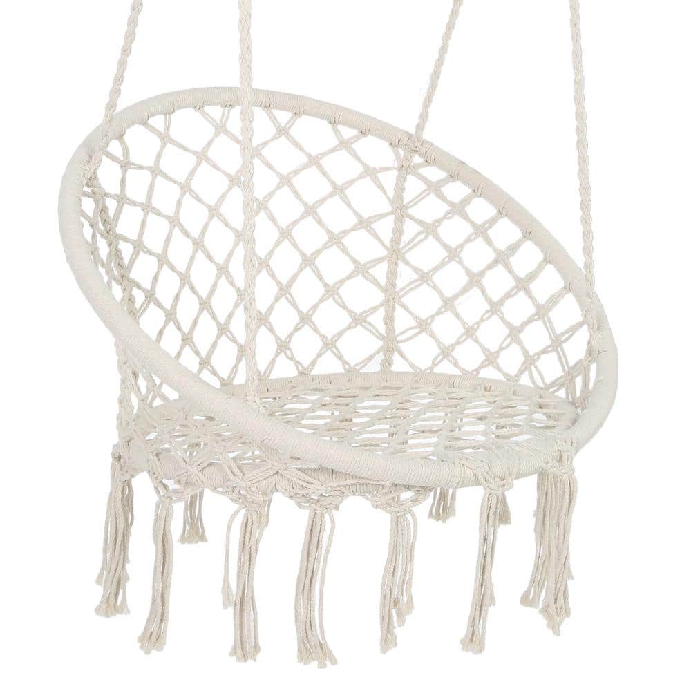 31.5 in. Macrame Swing Maximum 330 lbs. Hanging Cotton Rope Hammock Swing C