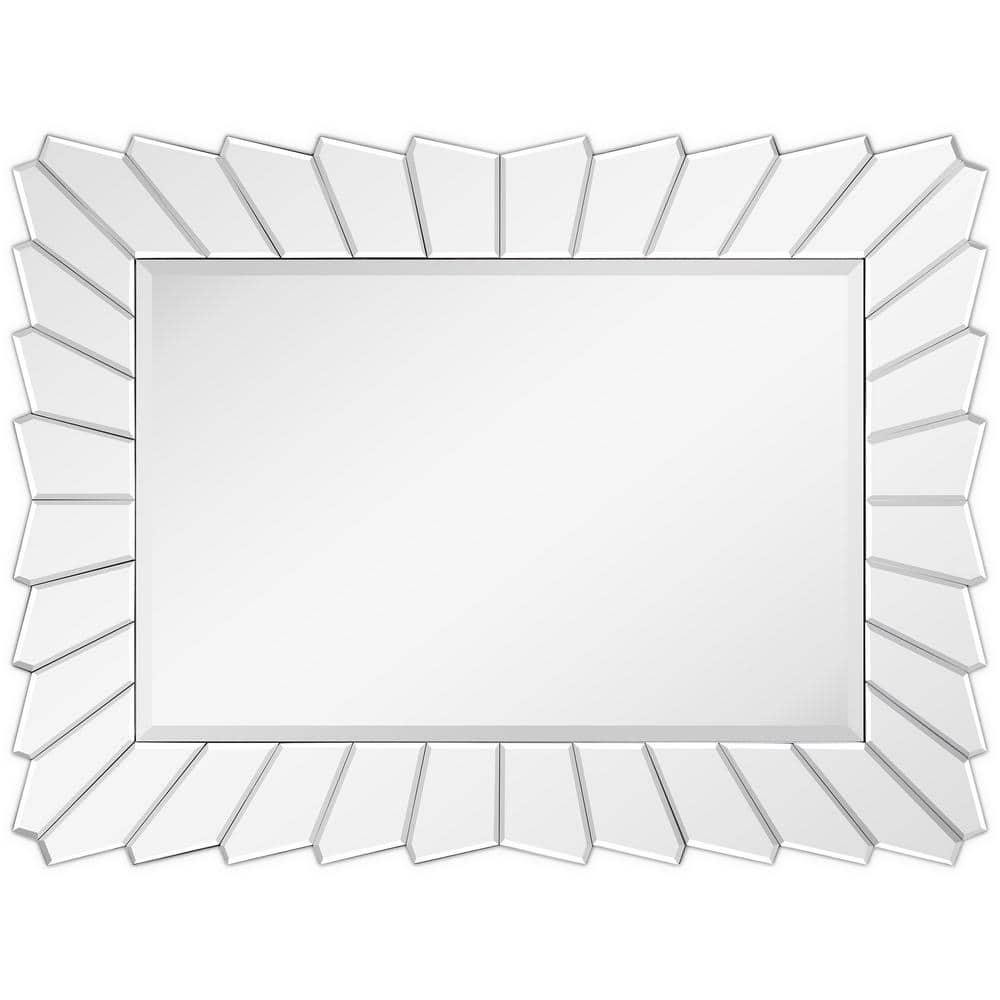 Modern Clear Glass Rectangular Beveled Vanity Mirror