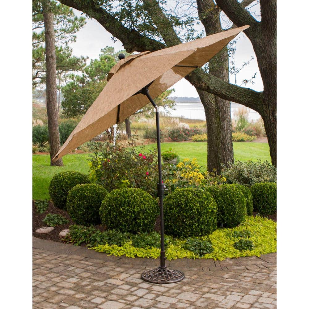Bronze Cast Aluminum 6-Person Outdoor Dining Set with Umbrella