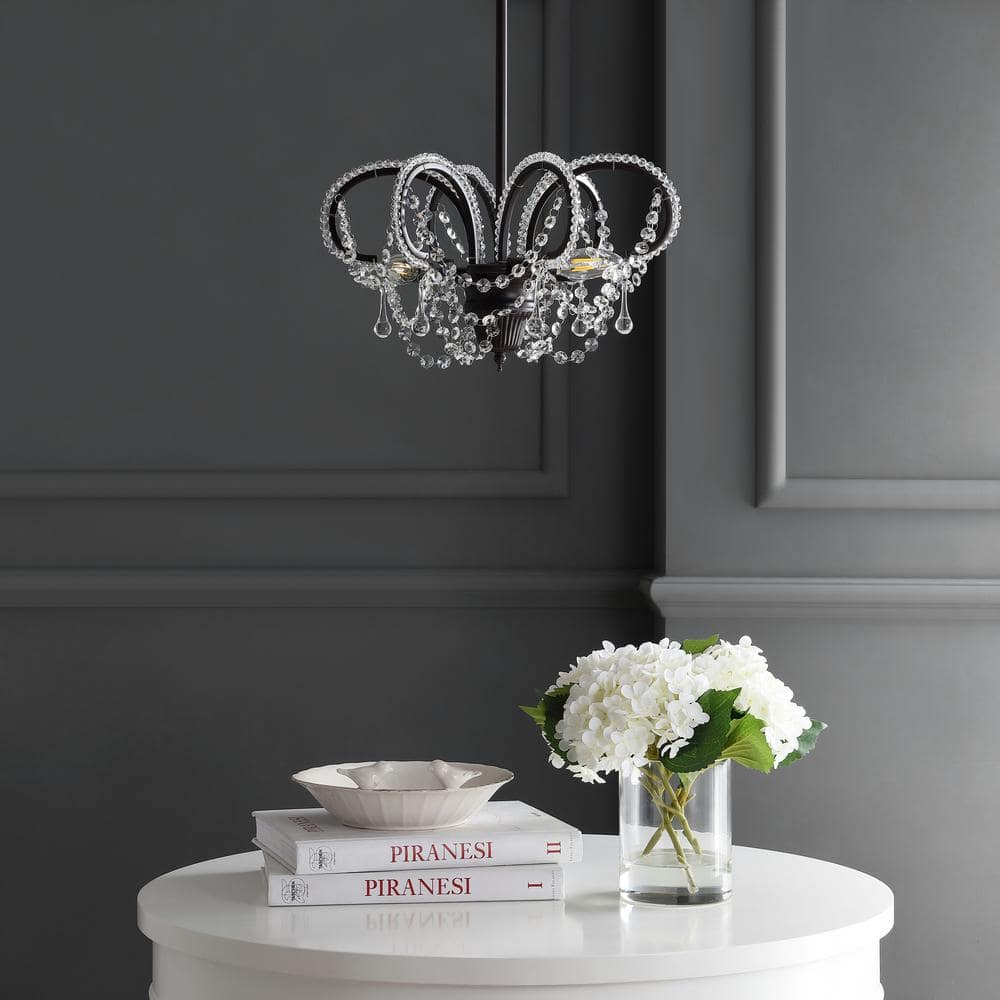 Bronze Crystal LED Adjustable Ceiling Mount Chandelier