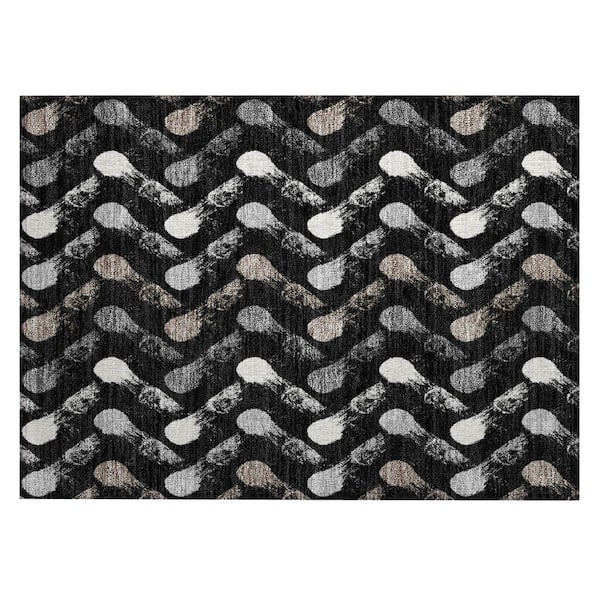 Chantille Machine Washable Indoor/Outdoor Abstract ACN2900 Black 3 ft. x 4 ft. Area Rug