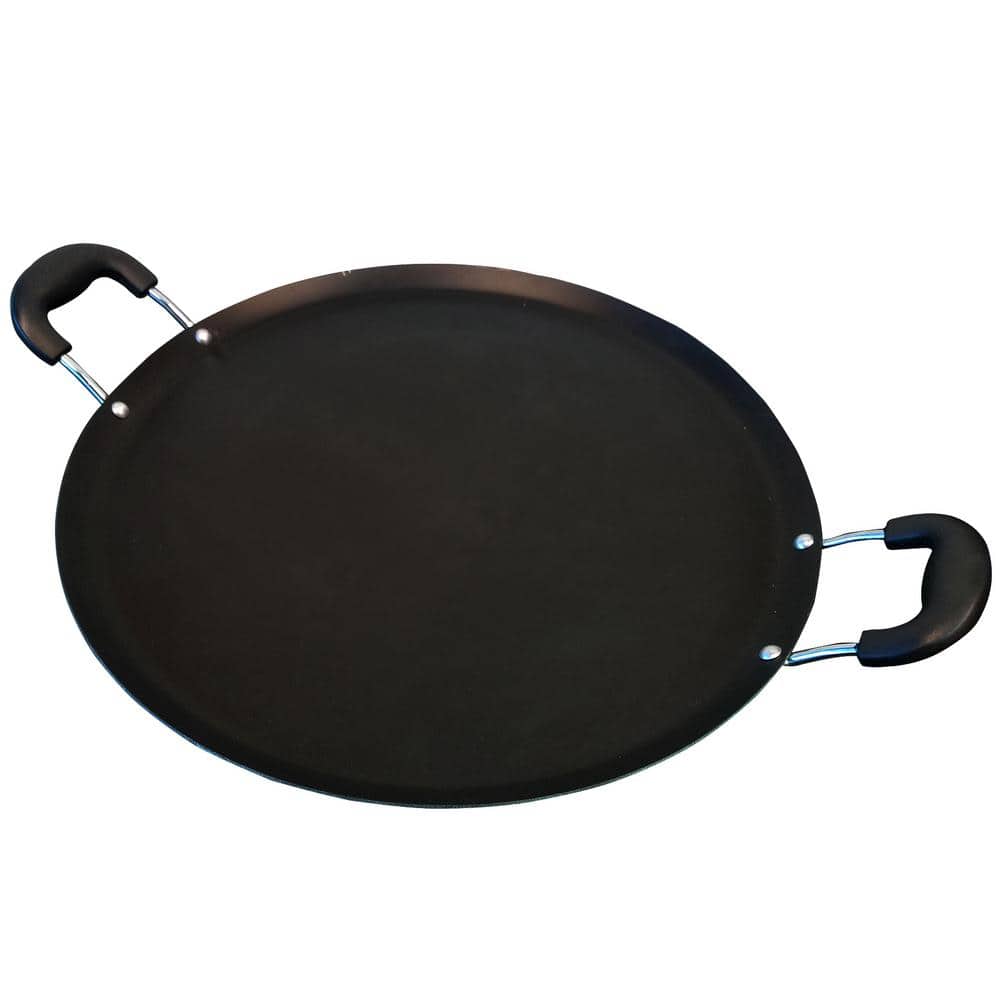 IMUSA USA 9.5 Nonstick Soft Touch Comal/Griddle with Soft Touch Handle,  Black