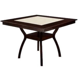 Modern Style 54 in. Brown and Cream 4 legs Wooden Counter Height Dining Table Set