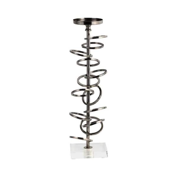 Liv & Skye 15 in. Copper Metal Ring Toss On Acrylic Base Pillar Candle Holder