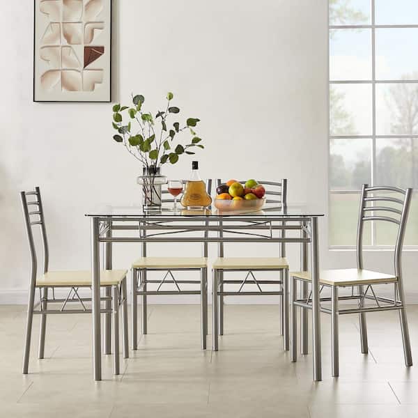 Stainless steel kitchen table set discount
