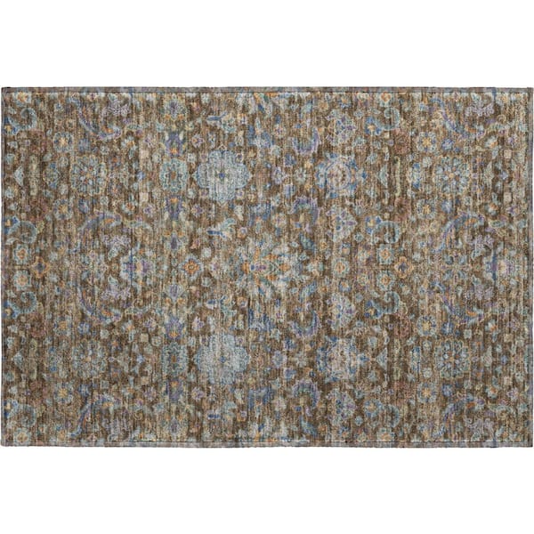 Mayfield Premium Machine Washable Abstract AMF2485 Chocolate 2 ft. x 3 ft. Accent Rug