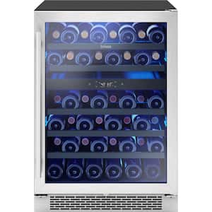 Brisas 24 in. 46-Bottle Dual-Zone Under Counter Wine Cooler in Stainless and Glass