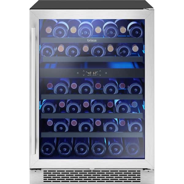 Brisas 24 in. 46-Bottle Dual-Zone Under Counter Wine Cooler in Stainless and Glass