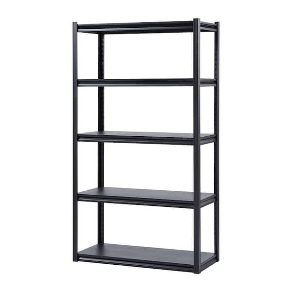Storage Shelves, Black, 2,000 lbs. 5-Tier Garage Shelving, 18 in. D x 40 in. W x 72 in. H Adjustable Shelves, Steel