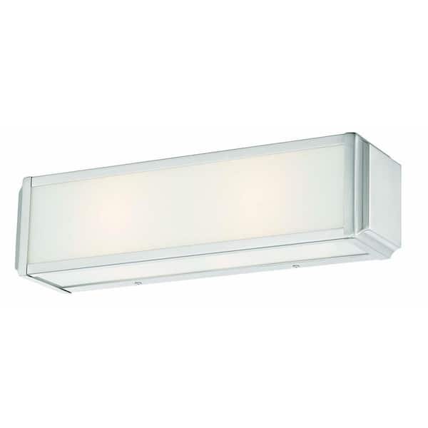Hampton Bay Axton 2-Light Brushed Nickel Bath Bar Light with Frosted White Glass Shade