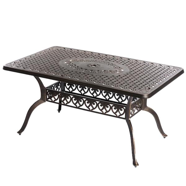 Gardenised Bronze 1-Piece Cast Aluminum Indoor and Outdoor Patio Bistro Dining Table