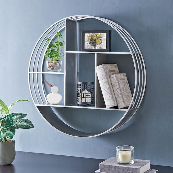 FirsTime & Co. 27.5 x 6 x 27.5 in. Round Metal Silver Brody Industrial Circular Shelf