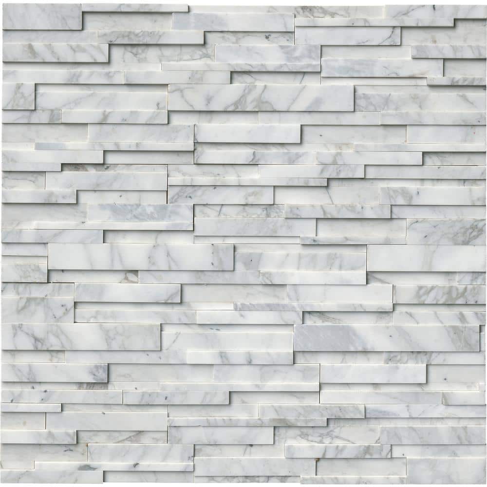 Take Home Tile Sample-Calacatta Cressa 3D Ledger Panel 4 in. x 4 in. Honed Marble Wall Tile price history on PriceWatchPro