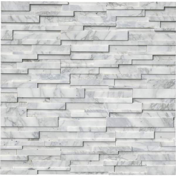 MSI Calacatta Cressa 3D Ledger Panel 6 in. x 24 in. Honed Marble Wall Tile (6 sq. ft. / Case)
