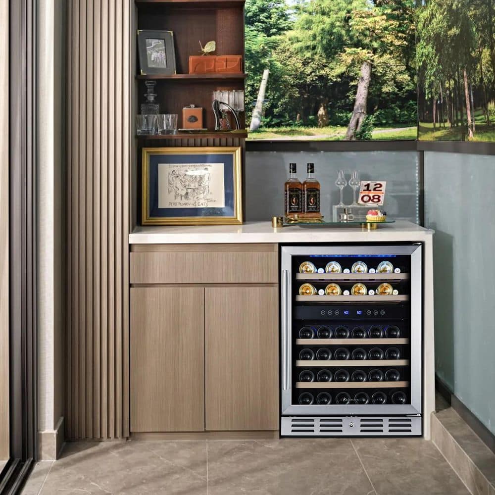 Kalamera 24" Stainless Steel Dual Zone Wine Refrigerator with LED Lighting