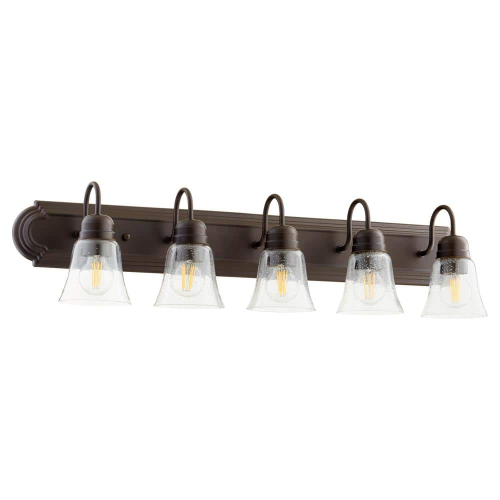 "Traditional 36"" in Width 5 Lights Oiled Bronze Nickel Vanity Light with Clear Seeded glass" price history on PriceWatchPro