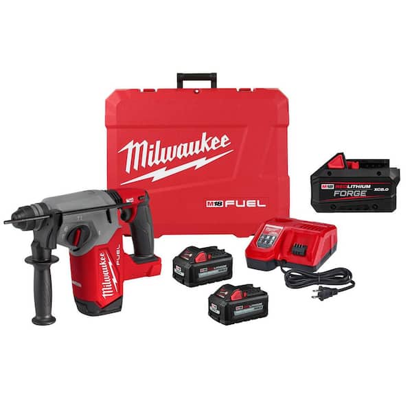 M18 FUEL 18V Lithium-Ion Brushless 1 in. Cordless SDS-Plus Rotary Hammer Kit with Two 6.0 Ah Batteries & 8.0 Ah Battery