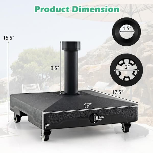 Kadehome 54 lb. Fillable Patio Umbrella Base in Black with
