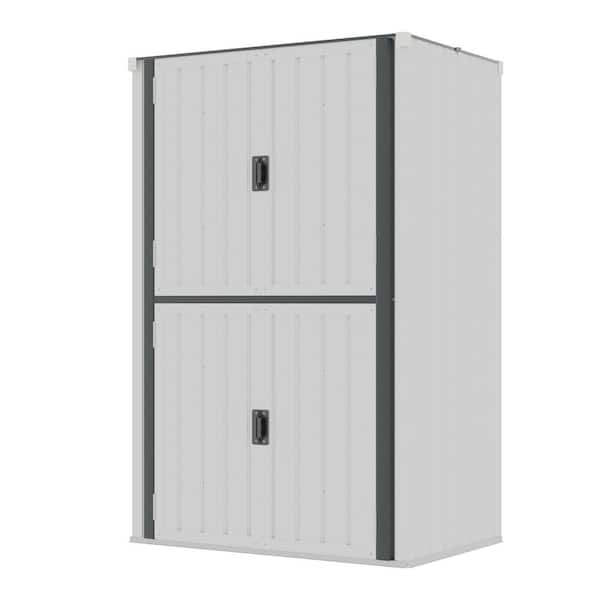 4 ft. W x 2.5 ft. D White Metal Outdoor Storage Cabinet Lockable Shed Waterproof With Shelves (10 sq. ft. )