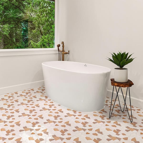Lakeshore Pebble Cream 11.125 in. x 11.125 in. Honed Marble Wall and Floor Mosaic Tile (12.89 sq. ft./Case)