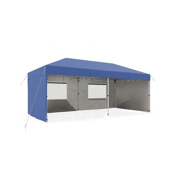 homfan 10 ft. x 20 ft. Pop-Up Canopy Tent with 210D Oxford Fabric-Portable Instant Commercial Canopy Includes 4-Sidewalls