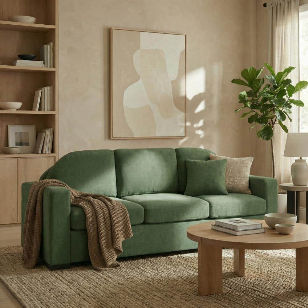Green 84.7 in. W Chenille Upholstered Sofa with Curved Backres price history on PriceWatchPro