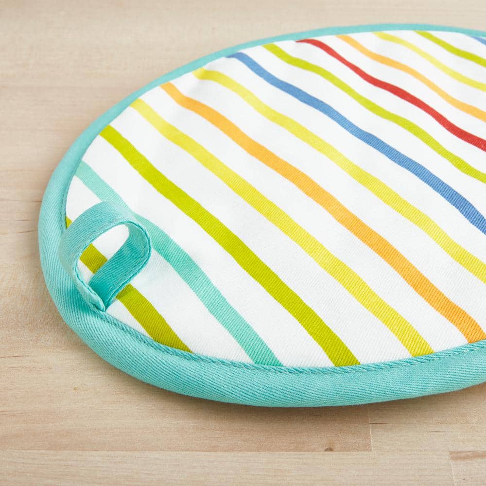 Fiesta Tropical Stripe Multicolor Cotton Pot Holder Set, 8"x10"