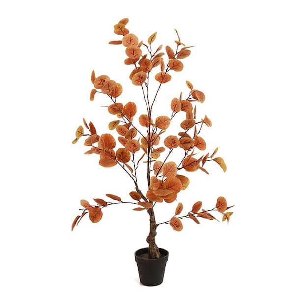 Unbranded 4 ft. Artificial Fall Eucalyptus Tree Thanksgiving Decor, Artificial Faux Autumn Ficus Tree