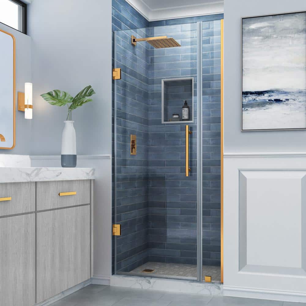Belmore 44.25 in. to 45.25 in. W x 72 in. H Frameless Hinged Shower Door in Brushed Gold price history on PriceWatchPro