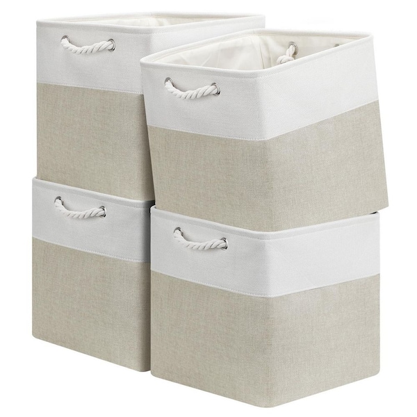 Unbranded Beige 13 in. x 13 in. Linen Decorative Basket Set of 4