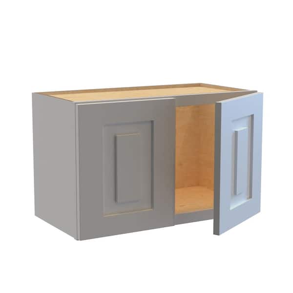 Home Decorators Collection Grayson 24 in. W x 12 in. D x 15 in. H Assembled Plywood Wall Bridge Kitchen Cabinet in Pearl Gray with Soft Close