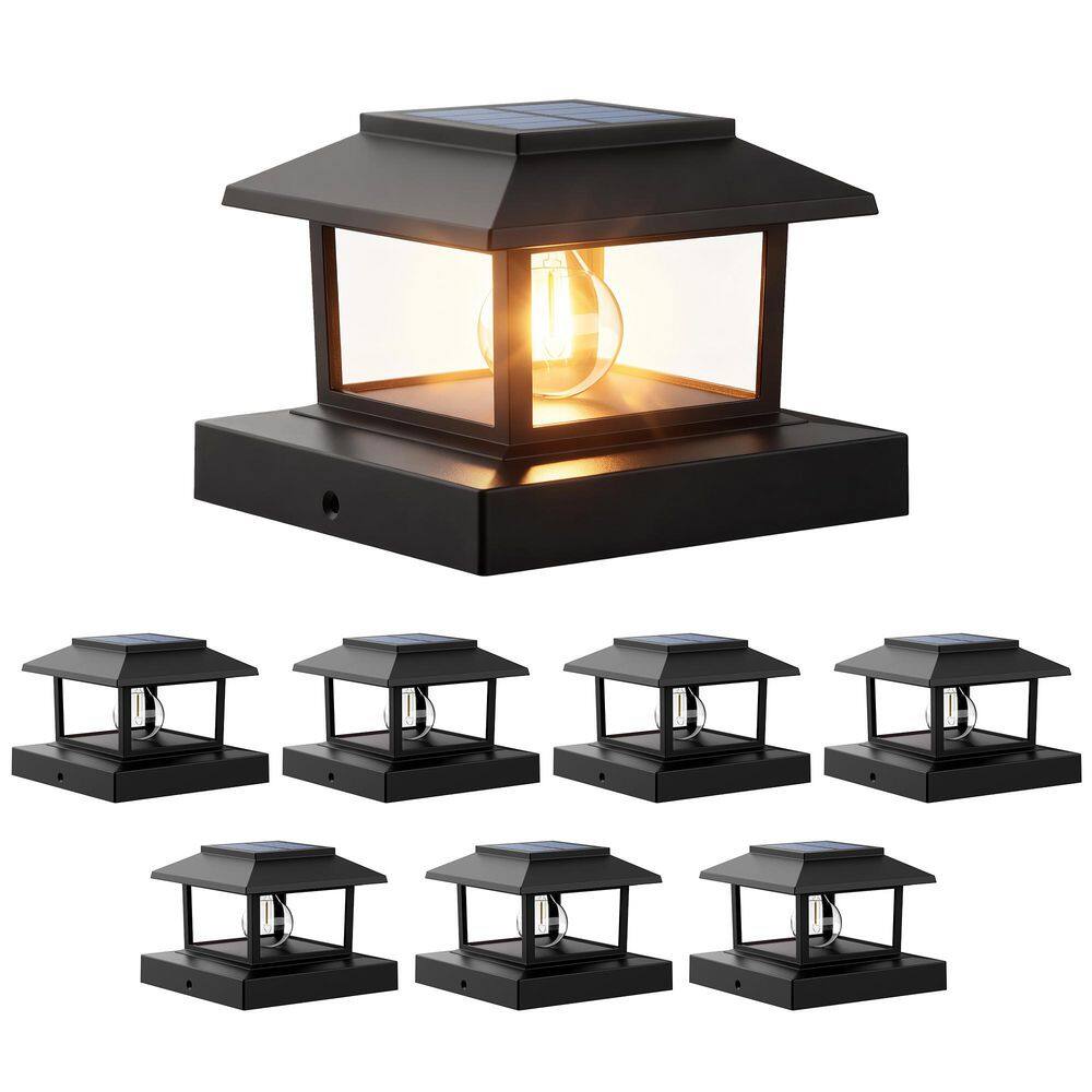 Low Voltage 8 Pack Black Warm White Integrated LED 4 x 4 Solar Deck Post Cap Light price history on PriceWatchPro
