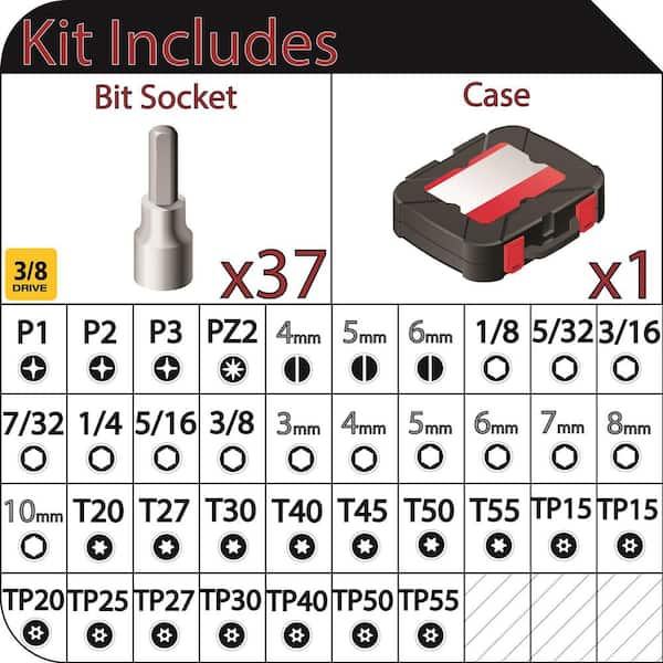 MULWARK 37 PCS Premium Hex Bit Allen Socket Set, 3/8, 1/4, 1/2 in. Drive,  Automotive,Bike,Motorcycle& ATV | SAE & Metric S2 Steel & High Torque