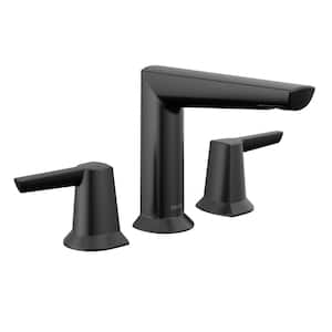 Galeon 8 in. Widespread Double Handle Bathroom Faucet with Metal Pop-Up Assembly in Matte Black