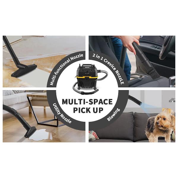 Wet Dry Vac, 4 gal., 5 Peak HP, 3-in-1 Shop Vacuum with Blowing Function Portable Attachments to Clean Floor, ETL Listed