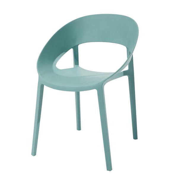 Sunjoy Mid Century Blue Plastic Outdoor Dining Chair (2-Pack)