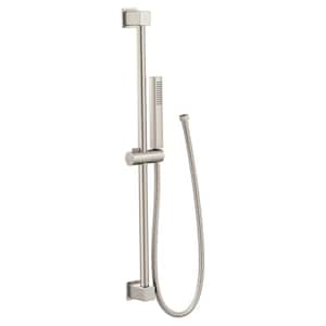 Rounded Square 1-Spray Patterns Wall Mount 1.75 GPM 1.125 in. Handheld Shower Head in Spot Resist Brushed Nickel