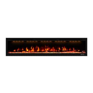 74 in. LED Electric Wall-Mounted and Recessed Installation Fireplace Insert with Remote Control