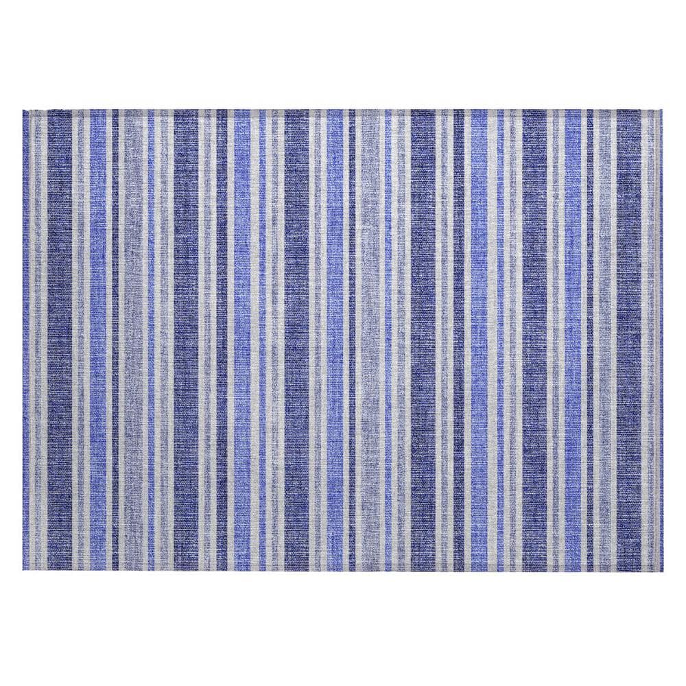 Blue 2 ft. x 3 ft. Woven Striped Polyester Rectangle Indoor/Outdoor Area Rug price history on PriceWatchPro