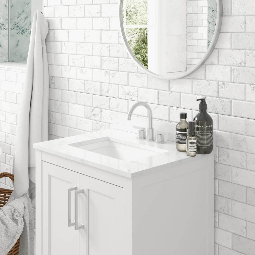 Vivien 24" White Composite Freestanding Bathroom Vanity with Ceramic Sink
