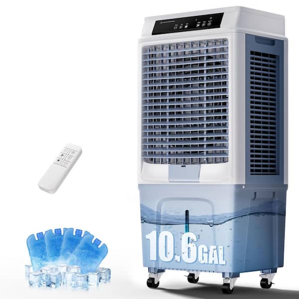 12H Timer 43 in. 3900CFM Portable Evaporative Air Cooler with 10.6 Gal. Tank, Remote Control, 120° Oscillation, 3-Speeds