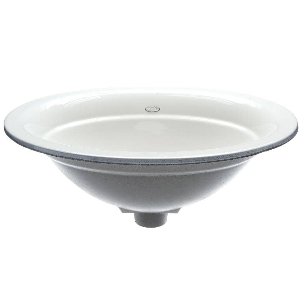 Serif White Cast Iron Oval Undermount Bathroom Sink