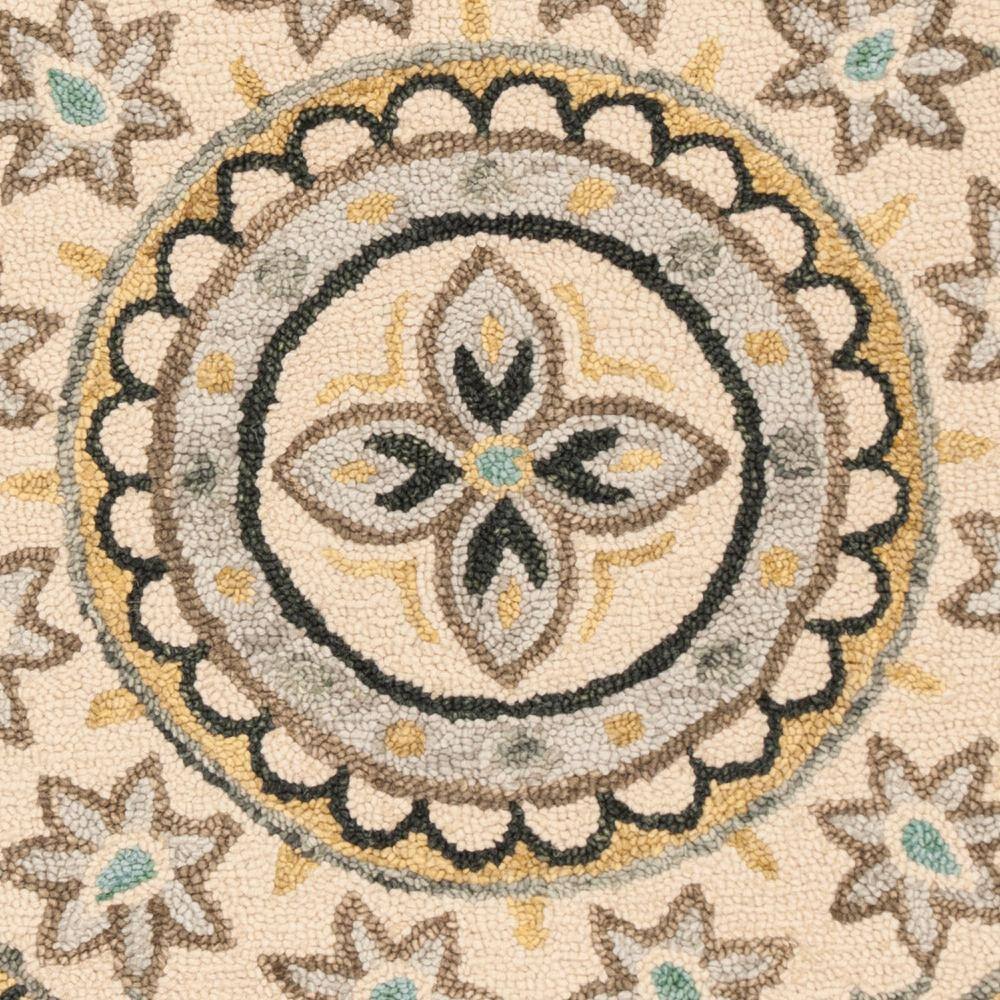 Sunshine Floral Tufted Round Wool Rug - 59 in Diameter