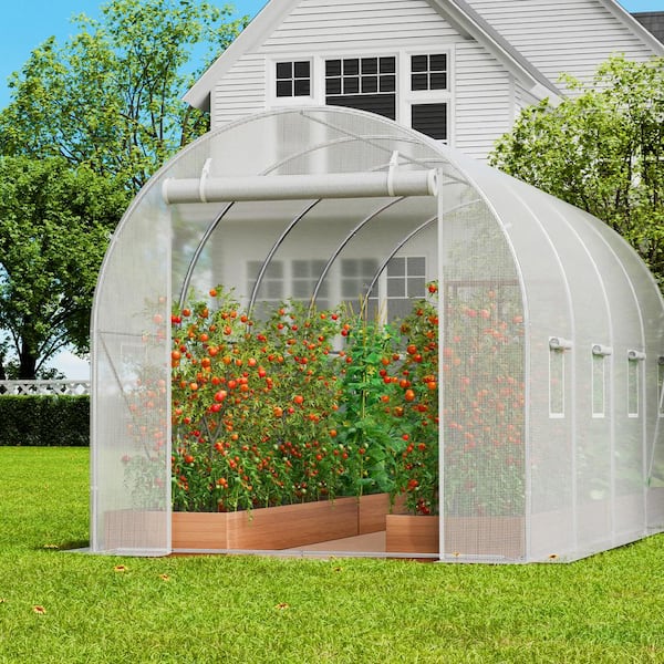 Walk-in Tunnel Greenhouse, 14. 6 x 6. 4 x 6. 3 ft. Hoop House Greenhouse Tunnel, Plant Hot House Galvanized Steel Frame