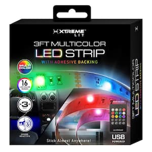 3 ft. Multi-Color LED Strip, 16 Unique Colors/4 Modes, Device Backlight For PC/HDTVs, Auto Interior