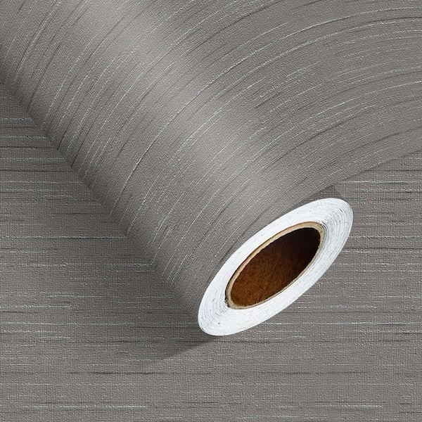 Thicken Dark Gray Stripe Vinyl PVC Peel and Stick Wallpaper Roll, Water Resistant (Covers 38.8 Sq. ft.)