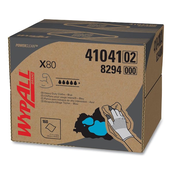 WYPALL X80 Cloths, BRAG Box, HYDROKNIT, Blue, 11.1 in. x 16.8 in., 160 Wipers/Carton